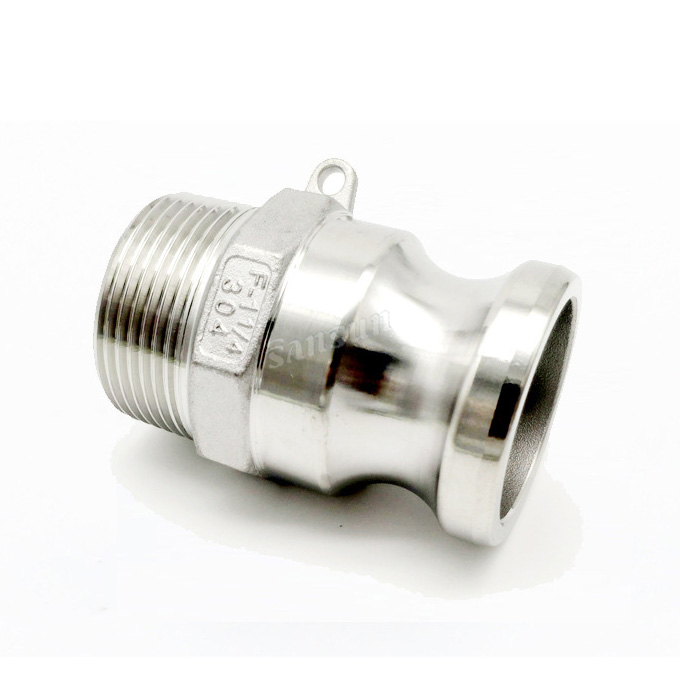 Adaptador de leva y ranura de acero inoxidable de grado alimenticio X NPT macho tipo F