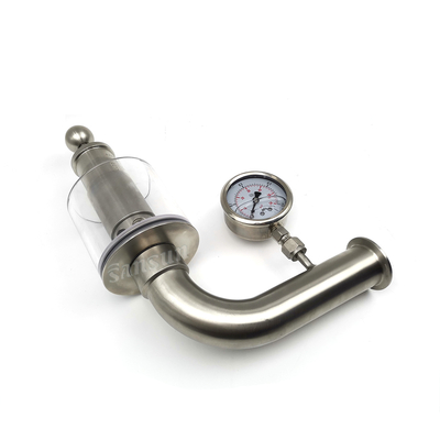 Válvula de escape de seguridad clamp ajustable sanitaria de acero inoxidable con manómetro